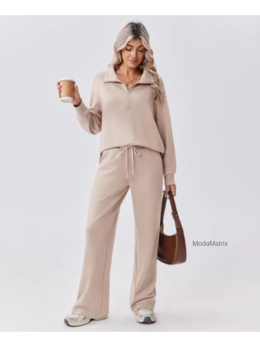 2 Piece Lounge Set Half Zip Sweatsuit Women Jogger Set